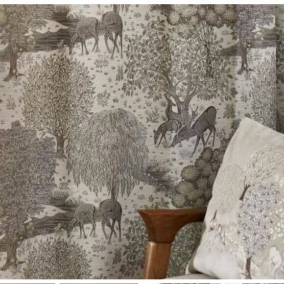 Morris & Co The Brook Woodland Gray Polyester Window Curtain Set of Two 37"x 84" - Picture 4 of 4